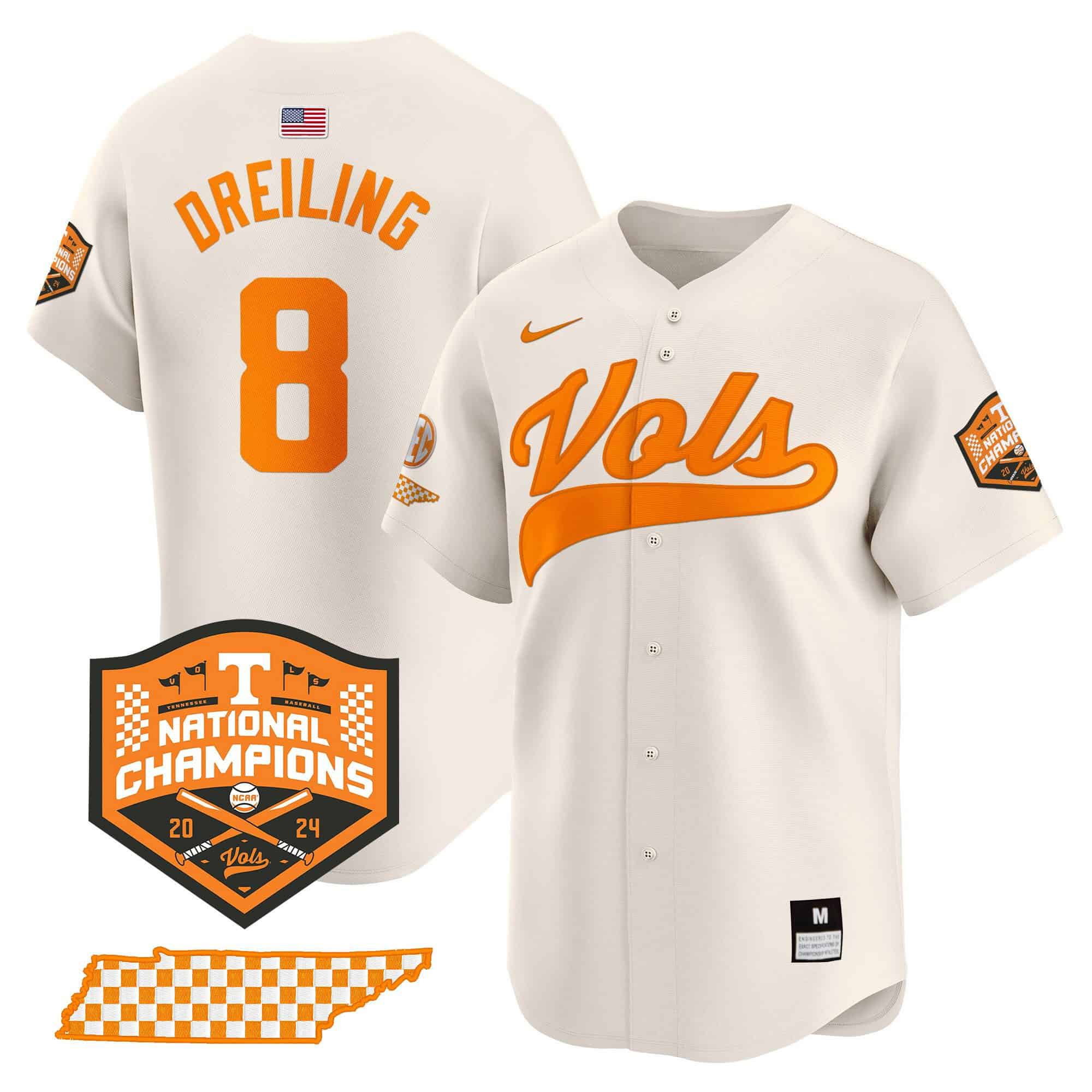Men Tennessee Volunteers #8 Dreiling Cream 2024 Nike Champions Vapor Premier Limited NCAA Jersey->ncaa teams->NCAA Jersey